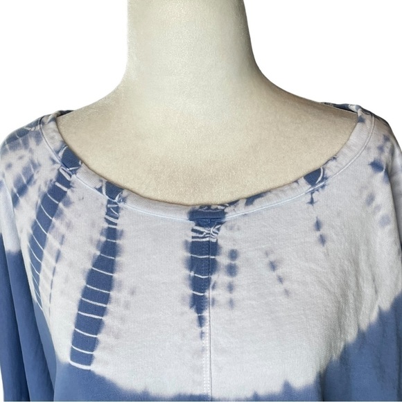 PureJill Organic Cotton Tie Dye Blue & White Cozy Sweater Size Large - Picture 2 of 12